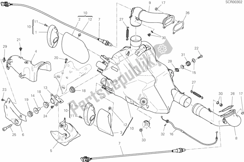 Todas las partes para Colector De Escape de Ducati Diavel 1260 USA 2020